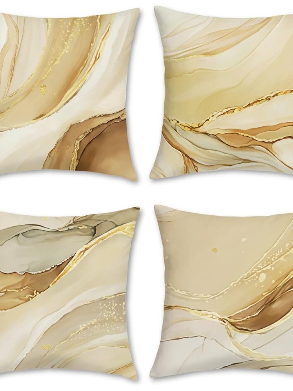 Brown Gold Marble Texture Throw Pillow Covers 18x18 Inch Set of 4